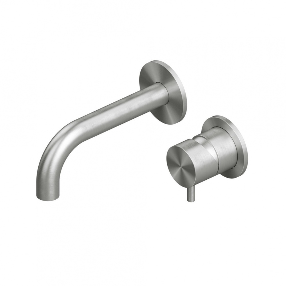blu BATHWORKS --quadrodesign. Wall mounted single lever mixer. -AS-steel